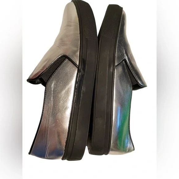 Versace 1969 RETRO silver metallic slide on sneakers size 37 (US7) black bottom - Picture 9 of 10